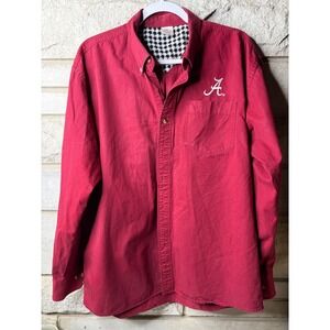 College World Alabama Crimson Tide Mens XL Red Houndstooth Button Down Shirt